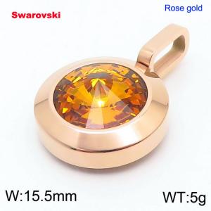 Stainless steel rose gold pendant with swarovski circle stone - KP100714-K