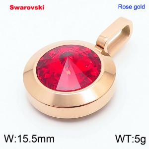 Stainless steel rose gold pendant with swarovski circle stone - KP100718-K