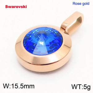 Stainless steel rose gold pendant with swarovski circle stone - KP100719-K
