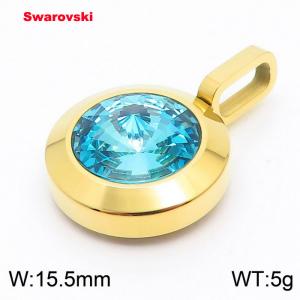 Stainless steel gold pendant with swarovski circle stone - KP100720-K