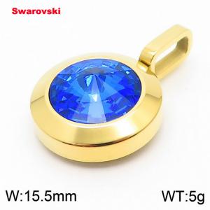 Stainless steel gold pendant with swarovski circle stone - KP100721-K