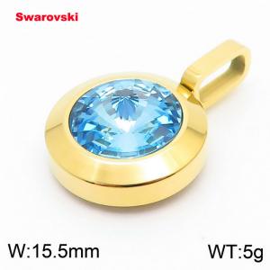 Stainless steel gold pendant with swarovski circle stone - KP100722-K