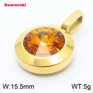 Stainless steel gold pendant with swarovski circle stone - KP100723-K