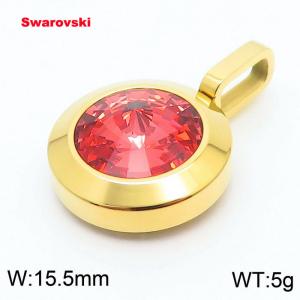 Stainless steel gold pendant with swarovski circle stone - KP100725-K