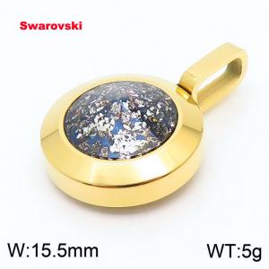 Stainless steel gold pendant with swarovski circle stone - KP100726-K