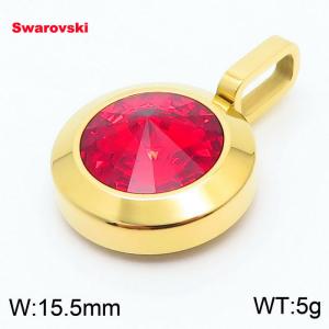 Stainless steel gold pendant with swarovski circle stone - KP100727-K