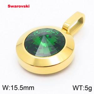 Stainless steel gold pendant with swarovski circle stone - KP100728-K