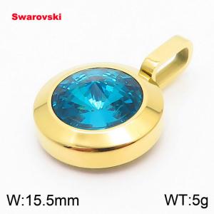 Stainless steel gold pendant with swarovski circle stone - KP100729-K