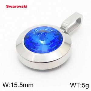 Stainless steel silver pendant with swarovski circle stone - KP100731-K
