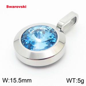 Stainless steel silver pendant with swarovski circle stone - KP100733-K