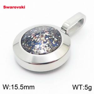 Stainless steel silver pendant with swarovski circle stone - KP100738-K