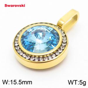 Stainless steel gold CZ pendant with swarovski circle stone - KP100763-K