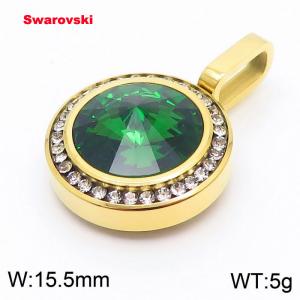 Stainless steel gold CZ pendant with swarovski circle stone - KP100767-K
