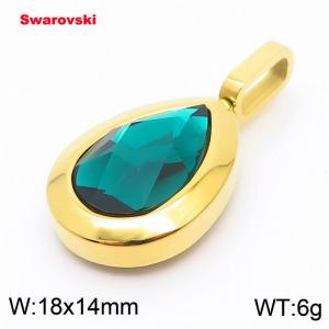 Stainless steel gold pendant with swarovski oval stone - KP100774-K
