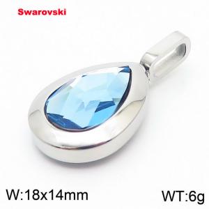 Stainless steel silver pendant with swarovski oval stone - KP100783-K