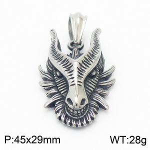 Men Mighty Stainless Steel Goat Head Pendant - KP109170-KJX