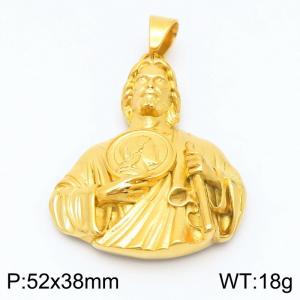 316 Stainless Steel Gold Color Plated St. Jude Bust Pendant Punk Accessory - KP116049-MZOZ