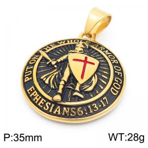 Stainless Steel Western Medieval Templar Pendant for Men Status Symbol Jewelry Accessory - KP116051-MZOZ