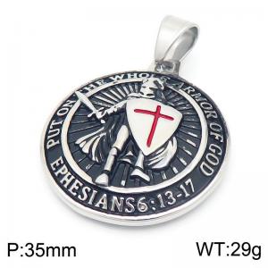 Stainless Steel Western Medieval Templar Pendant for Men Status Symbol Jewelry Accessory - KP116052-MZOZ