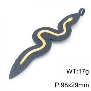 Fashionable and versatile stainless steel creative snake shaped charm gold&black pendant - KP116358-GC