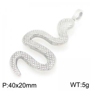Fashionable and personalized stainless steel creative grid dot pattern snake shaped temperament silver pendant - KP116361-GC
