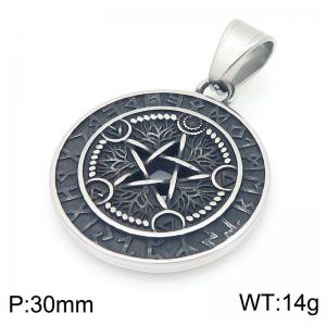 Punk style retro personality stainless steel creative Viking rune pentagram pendant - KP116383-MZOZ