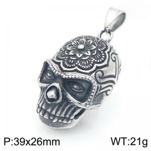 Punk style retro personalized stainless steel creative antique patterned skull pendant - KP116391-MZOZ