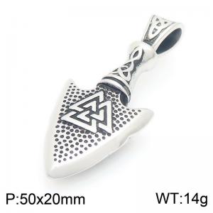 Punk style retro personality stainless steel creative Viking triangle rune arrow pendant - KP116393-MZOZ