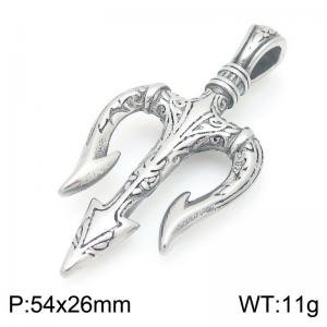 Punk style retro personality stainless steel creative Viking trident fish pendant - KP116398-MZOZ