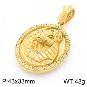 European and American fashion personality stainless steel creative animal studded diamond oval temperament gold pendant - KP116493-KJX