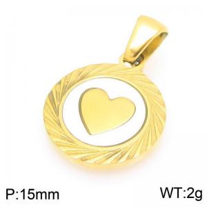 Fashionable and personalized stainless steel creative carving heart lace circular temperament two-color pendant - KP116496-ZLA
