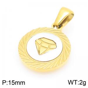 Fashionable and personalized stainless steel creative carving diamond lace circular temperament two-color pendant - KP116500-ZLA