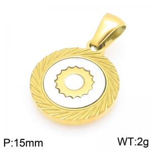 Fashionable and personalized stainless steel creative carving sun lace circular temperament two-color pendant - KP116501-ZLA