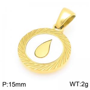 Fashionable and personalized stainless steel creative carving water droplet lace circular temperament two-color pendant - KP116502-ZLA