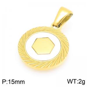 Fashionable and personalized stainless steel creative carving 6-sided lace circular temperament two-color pendant - KP116504-ZLA