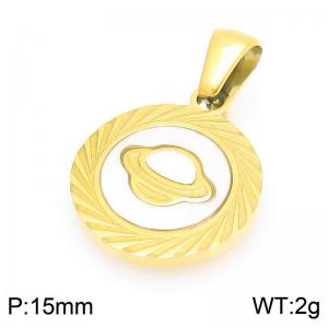 Fashionable and personalized stainless steel creative carving universe lace circular temperament two-color pendant - KP116505-ZLA