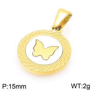 Fashionable and personalized stainless steel creative carving butterfly lace circular temperament two-color pendant - KP116508-ZLA