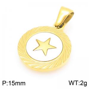 Fashionable and personalized stainless steel creative carving five pointed star lace circular temperament two-color pendant - KP116509-ZLA