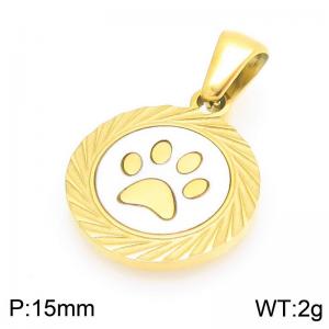 Fashionable and personalized stainless steel creative carving footprints lace circular temperament two-color pendant - KP116510-ZLA