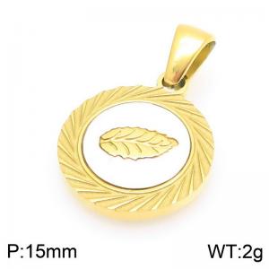 Fashionable and personalized stainless steel creative carving leaf lace circular temperament two-color pendant - KP116512-ZLA