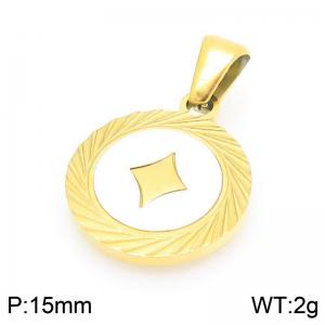 Fashionable and personalized stainless steel creative carving diamond lace circular temperament two-color pendant - KP116513-ZLA