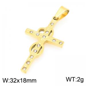 Fashionable and personalized stainless steel creative winding cross inlaid with diamond temperament gold pendant - KP116517-ZLA