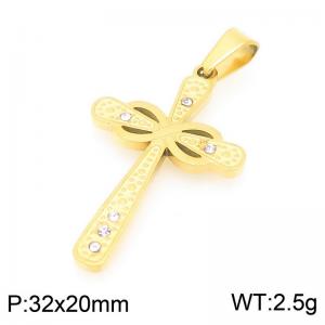 Fashionable and personalized stainless steel creative 8-shaped winding cross inlaid with diamond temperament gold pendant - KP116519-ZLA