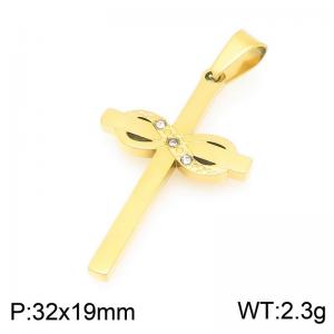 Fashionable and personalized stainless steel creative 8-shaped winding cross inlaid with diamond temperament gold pendant - KP116520-ZLA
