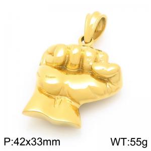 Hiphop 18k Gold Plated Hand Pendant Stainless Steel Men Power Fist Pendant for Party Gift - KP116521-KJX