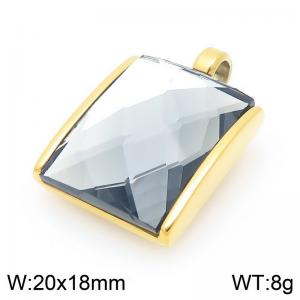 20mm Square Gray Zircon Pendant Stainless Steel Gold Geometry Charm - KP116602-GC