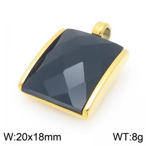 20mm Square Black Zircon Pendant Stainless Steel Gold Geometry Charm - KP116608-GC