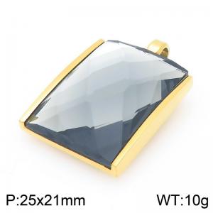 20mm Square Gray Zircon Pendant Stainless Steel Gold Geometry Charm - KP116620-GC