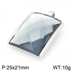 25mm Square Gray Zircon Pendant Stainless Steel Silver Geometry Charm - KP116621-GC