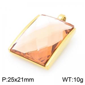 25mm Square Dark Brown Zircon Pendant Stainless Steel Gold Geometry Charm - KP116622-GC